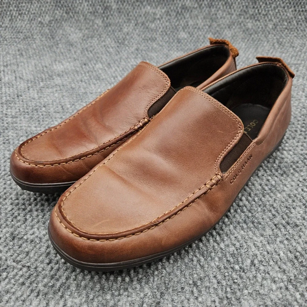 Cole Haan New Harbor Venetian Mens 11.5 Brown Leather Loafer Slip On Dress Shoes